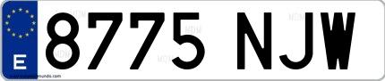 Ejemplo de matrícula española 8775 NJW