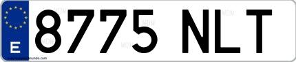 Ejemplo de matrícula española 8775 NLT
