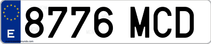 Ejemplo de matrícula de coche ordinaria 8776 MCD