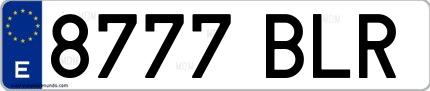 Ejemplo de matrícula española 8777 BLR