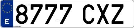 Ejemplo de matrícula española 8777 CXZ