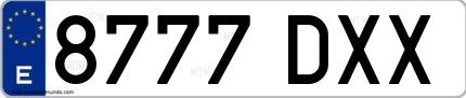 Ejemplo de matrícula española 8777 DXX