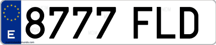 Ejemplo de matrícula de coche ordinaria 8777 FLD