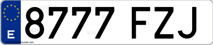Ejemplo de matrícula de coche ordinaria 8777 FZJ