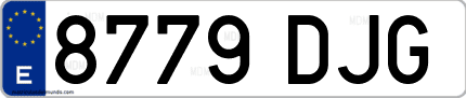 Ejemplo de matrícula de coche ordinaria 8779 DJG