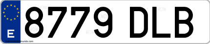 Ejemplo de matrícula de coche ordinaria 8779 DLB