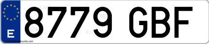 Ejemplo de matrícula de coche ordinaria 8779 GBF