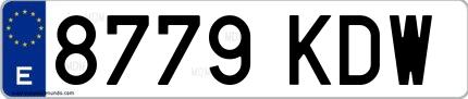 Ejemplo de matrícula española 8779 KDW