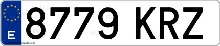 Ejemplo de matrícula española 8779 KRZ