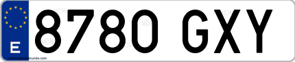 Ejemplo de matrícula de coche ordinaria 8780 GXY