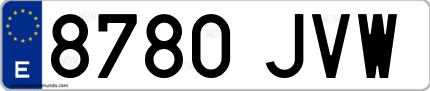 Ejemplo de matrícula de coche ordinaria 8780 JVW