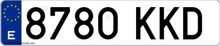 Ejemplo de matrícula española 8780 KKD