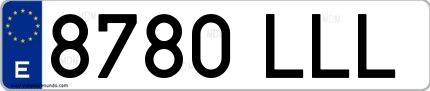 Ejemplo de matrícula española 8780 LLL