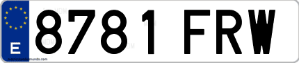 Ejemplo de matrícula de coche ordinaria 8781 FRW