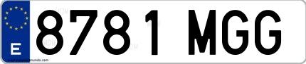 Ejemplo de matrícula española 8781 MGG