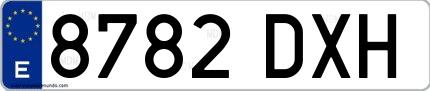 Ejemplo de matrícula española 8782 DXH
