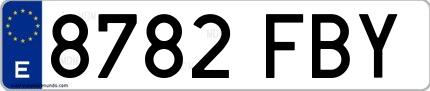 Ejemplo de matrícula española 8782 FBY