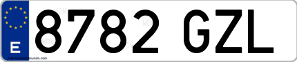 Ejemplo de matrícula de coche ordinaria 8782 GZL