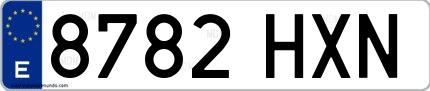 Ejemplo de matrícula española 8782 HXN