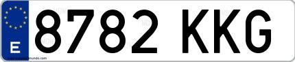 Ejemplo de matrícula española 8782 KKG