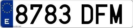 Ejemplo de matrícula española 8783 DFM