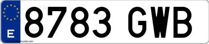Ejemplo de matrícula española 8783 GWB