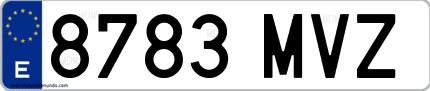 Ejemplo de matrícula de coche ordinaria 8783 MVZ