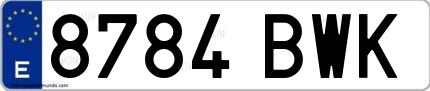 Ejemplo de matrícula española 8784 BWK