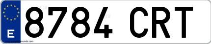 Ejemplo de matrícula española 8784 CRT