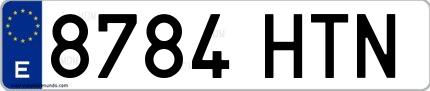 Ejemplo de matrícula española 8784 HTN