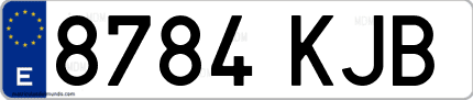 Ejemplo de matrícula de coche ordinaria 8784 KJB