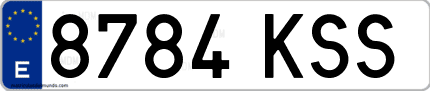 Ejemplo de matrícula de coche ordinaria 8784 KSS
