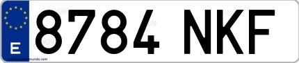 Ejemplo de matrícula española 8784 NKF