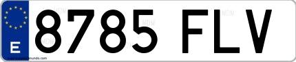 Ejemplo de matrícula española 8785 FLV