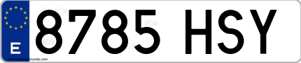 Ejemplo de matrícula de coche ordinaria 8785 HSY