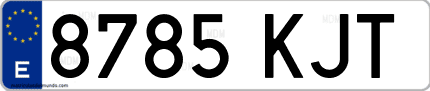 Ejemplo de matrícula de coche ordinaria 8785 KJT