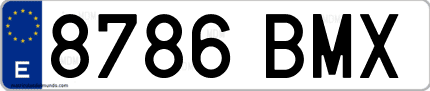 Ejemplo de matrícula de coche ordinaria 8786 BMX