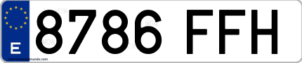 Ejemplo de matrícula de coche ordinaria 8786 FFH