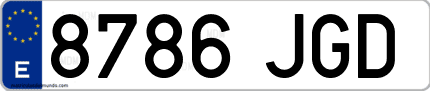 Ejemplo de matrícula de coche ordinaria 8786 JGD