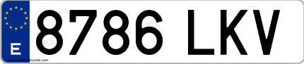 Ejemplo de matrícula de coche ordinaria 8786 LKV