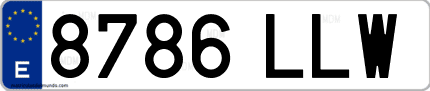 Ejemplo de matrícula de coche ordinaria 8786 LLW