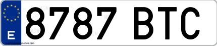 Ejemplo de matrícula española 8787 BTC
