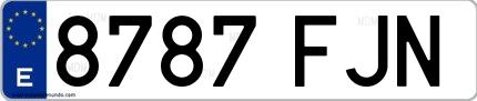 Ejemplo de matrícula española 8787 FJN