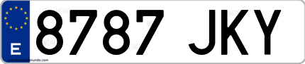 Ejemplo de matrícula de coche ordinaria 8787 JKY