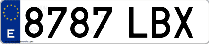 Ejemplo de matrícula de coche ordinaria 8787 LBX