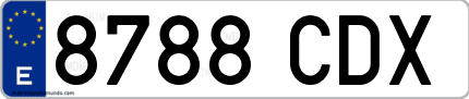 Ejemplo de matrícula de coche ordinaria 8788 CDX