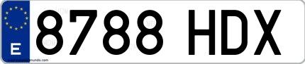 Ejemplo de matrícula de coche ordinaria 8788 HDX