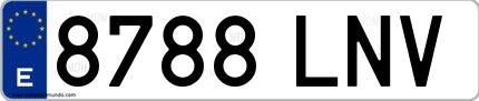 Ejemplo de matrícula española 8788 LNV