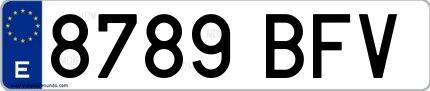 Ejemplo de matrícula española 8789 BFV