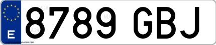 Ejemplo de matrícula española 8789 GBJ